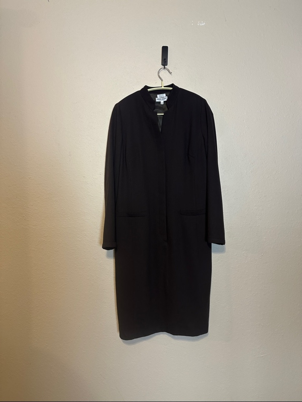 Vintage Giorgio Armani Brown‎ Wool  Shirt Dress Size 10